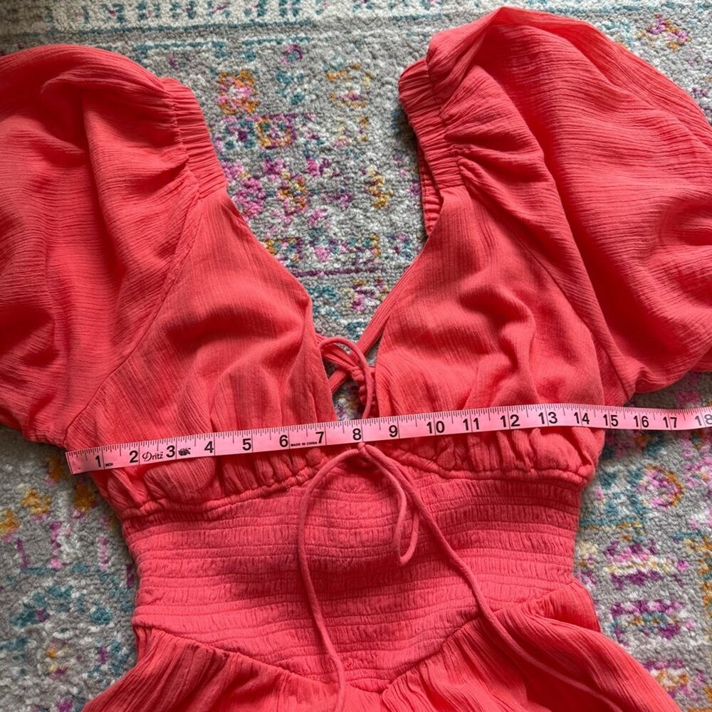 Free People Perfect Day Watermelon Short Puff Sleeve Mini Dress Women’s Size XS - Picture 7 of 10